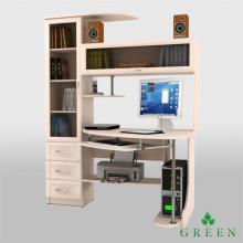 Купить Прямой компьютерный стол с надстройкой и шкафчиками Green Fashion ФК - 208